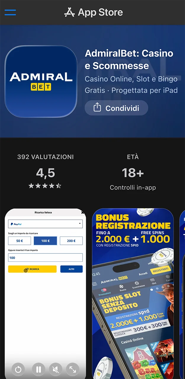 Scarica subito l'app AdmiralBet dall'App Store.