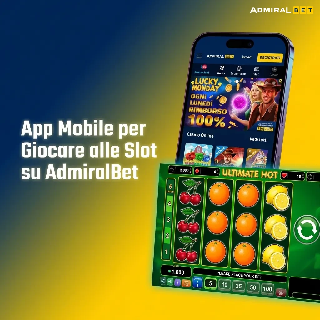 AdmiralBet mobile app interface showing slot games on smartphone with optimized navigation and gaming features