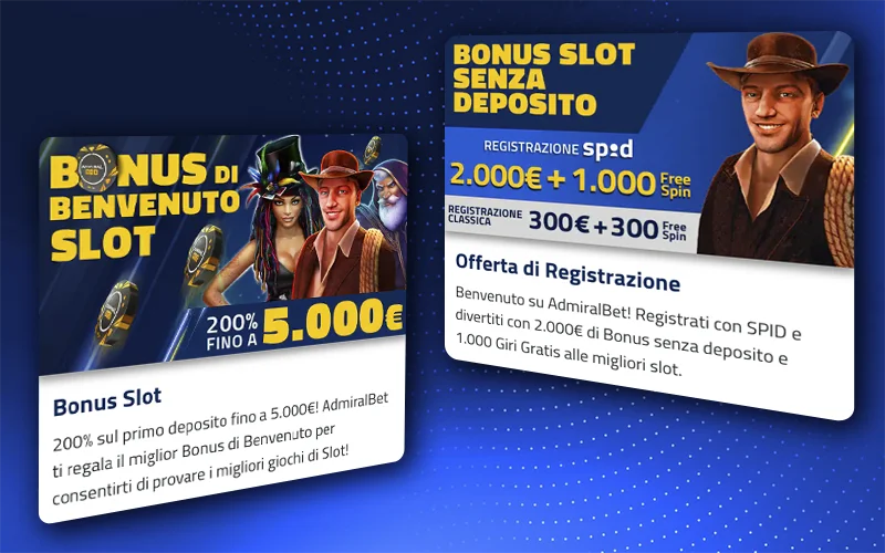 Approfitta dei bonus di AdmiralBet, che aumenteranno notevolmente le tue possibilità di vincita.