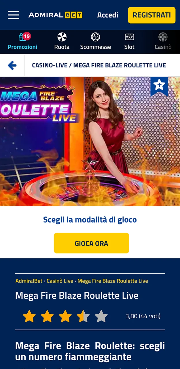 Avvia il gioco con il croupier di AdmiralBet e inizia a vincere.
