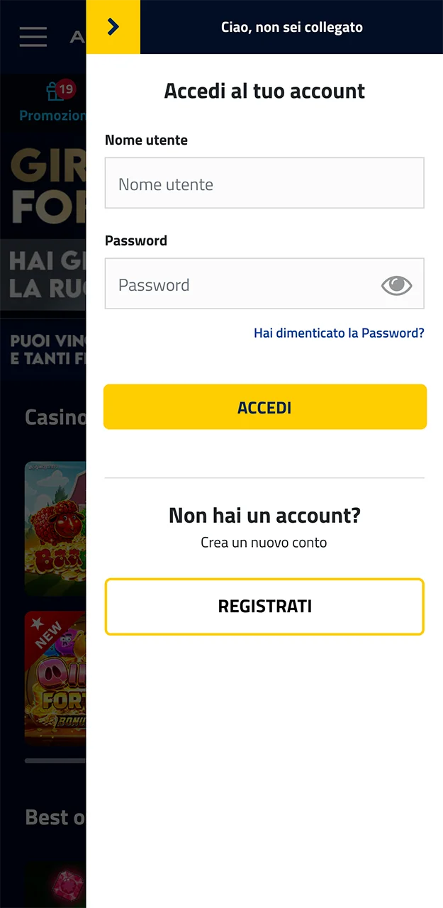 Verifica che i dati inseriti siano corretti quando accedi al tuo account sul sito AdmiralBet.