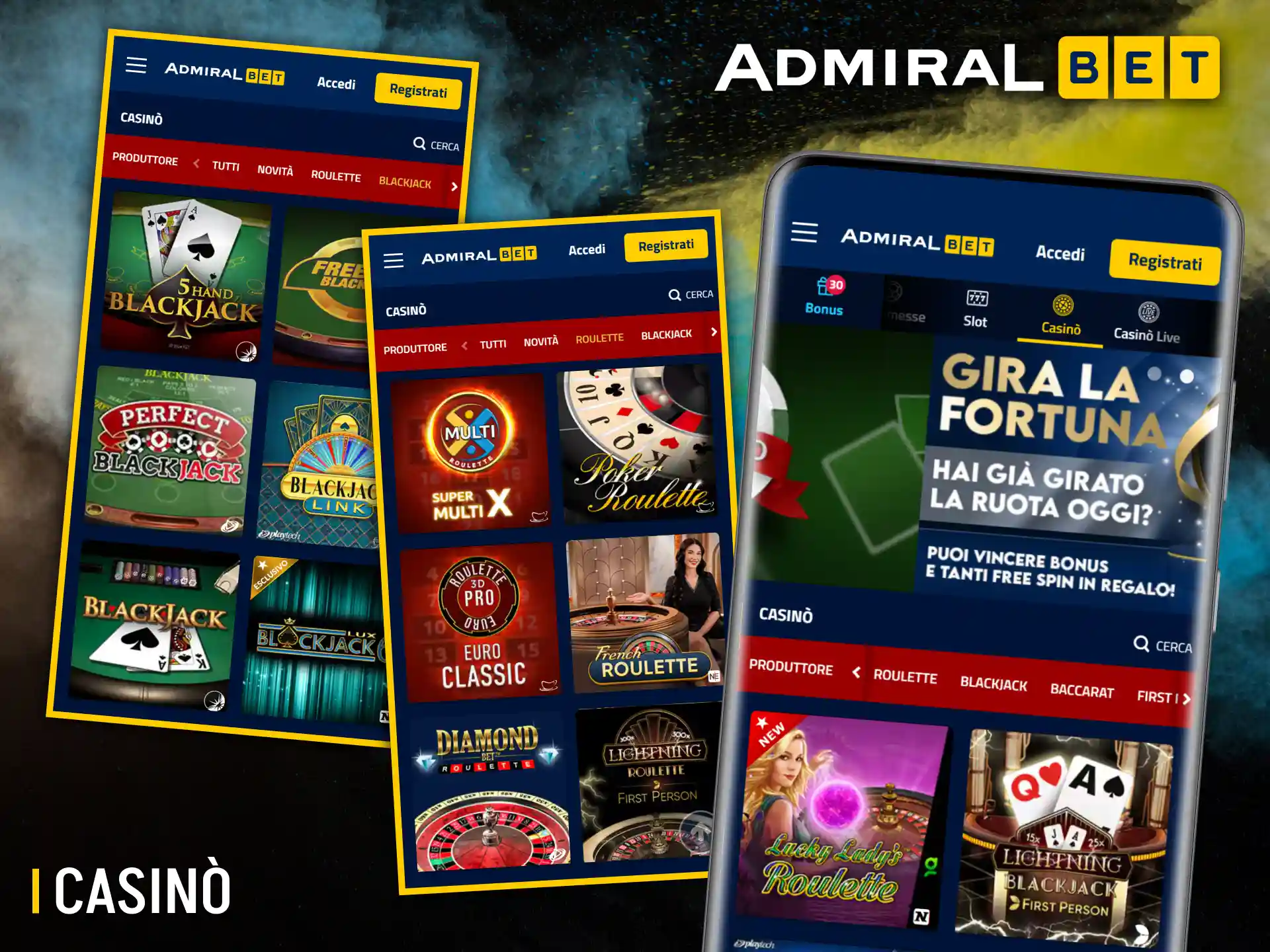 L'ampia sezione casinò di AdmiralBet offre un catalogo ben organizzato di giochi classici e moderni.