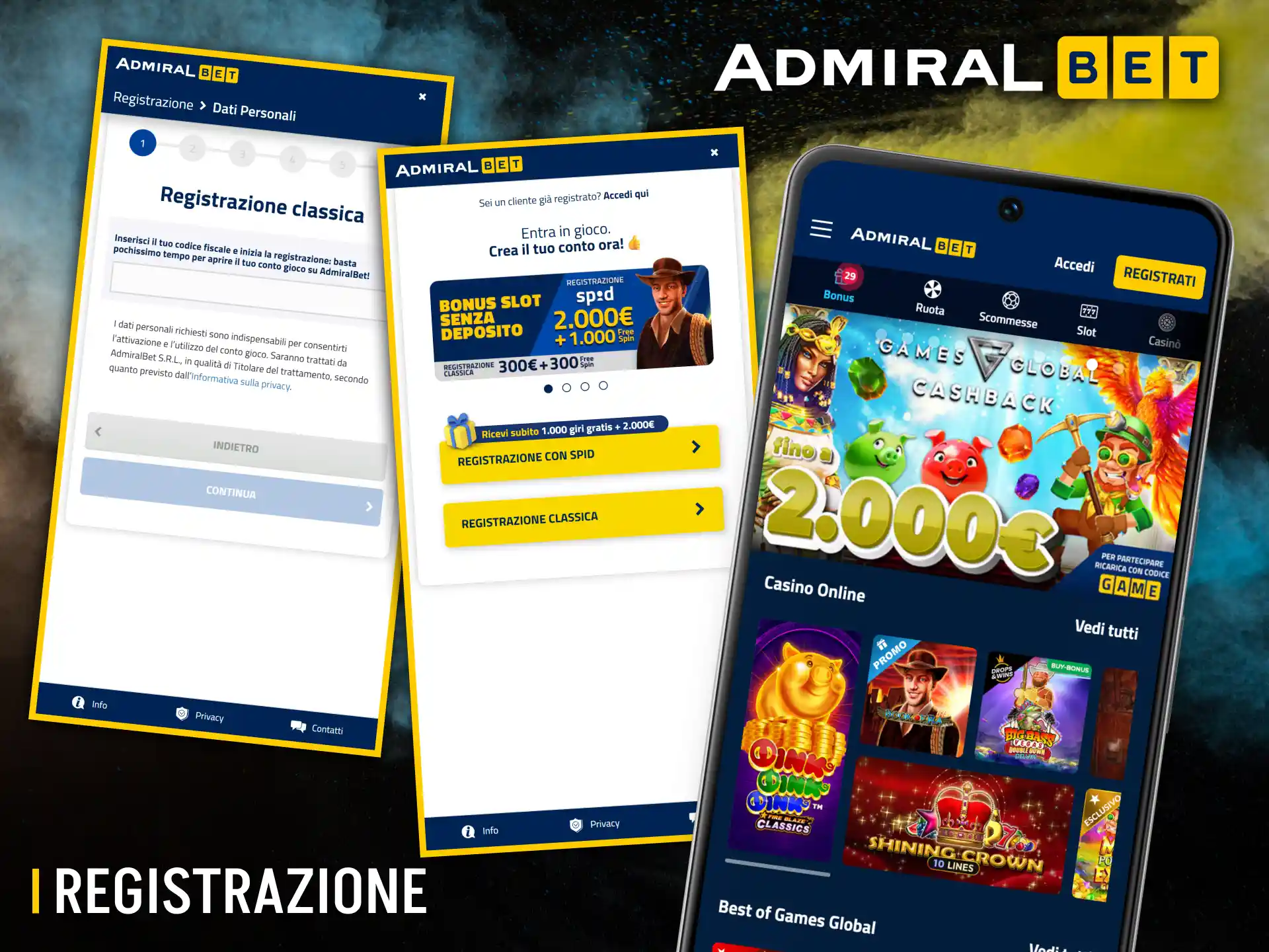 L'app AdmiralBet offre una procedura di registrazione semplice e la massima protezione dei dati.