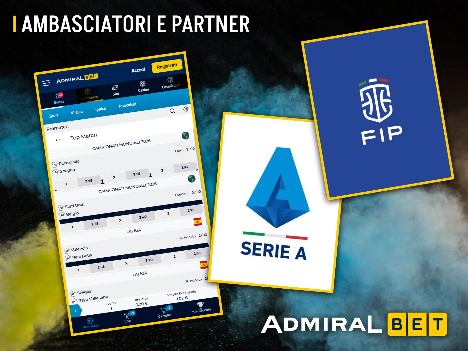 AdmiralBet è orgogliosa delle sue prestigiose partnership con le principali organizzazioni e leghe sportive del mondo.