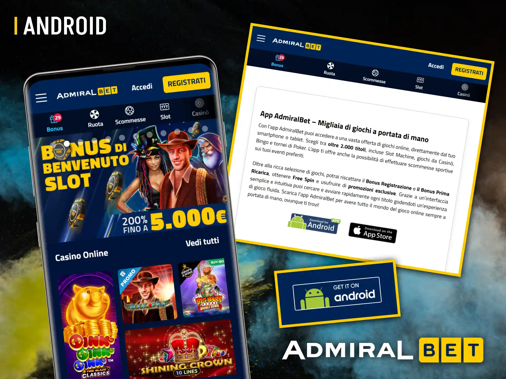 L'app ufficiale di AdmiralBet per Android garantisce un'esperienza di gioco fluida.