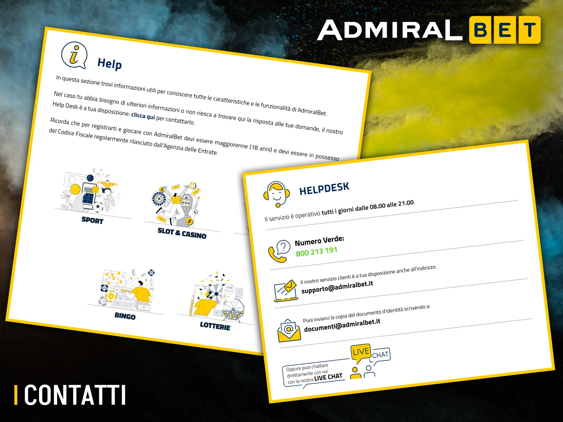 Rivolgiti all'assistenza clienti di AdmiralBet per risolvere rapidamente qualsiasi problema.