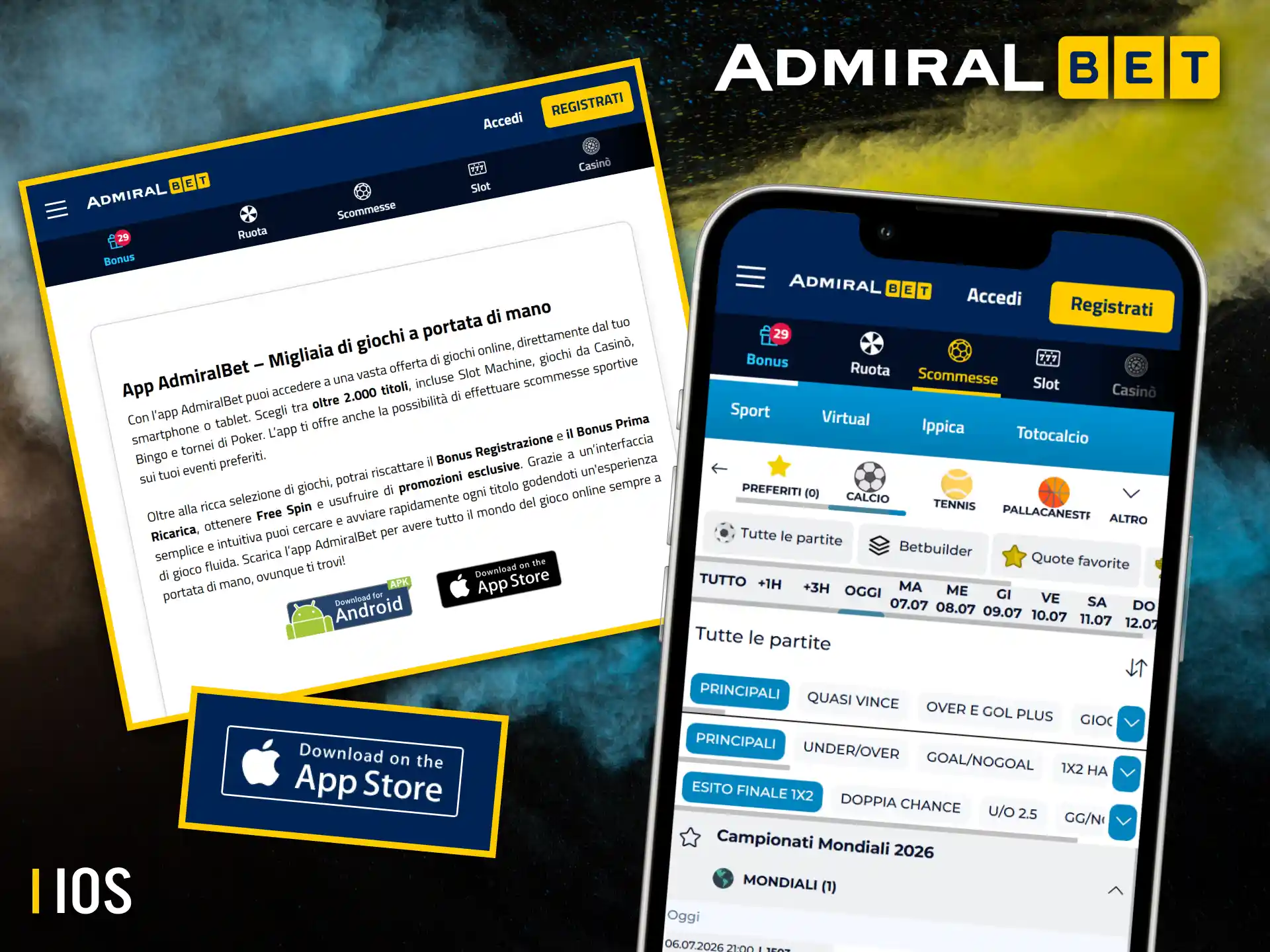 L'app AdmiralBet per iOS ti permette di piazzare scommesse comodamente dal tuo smartphone.