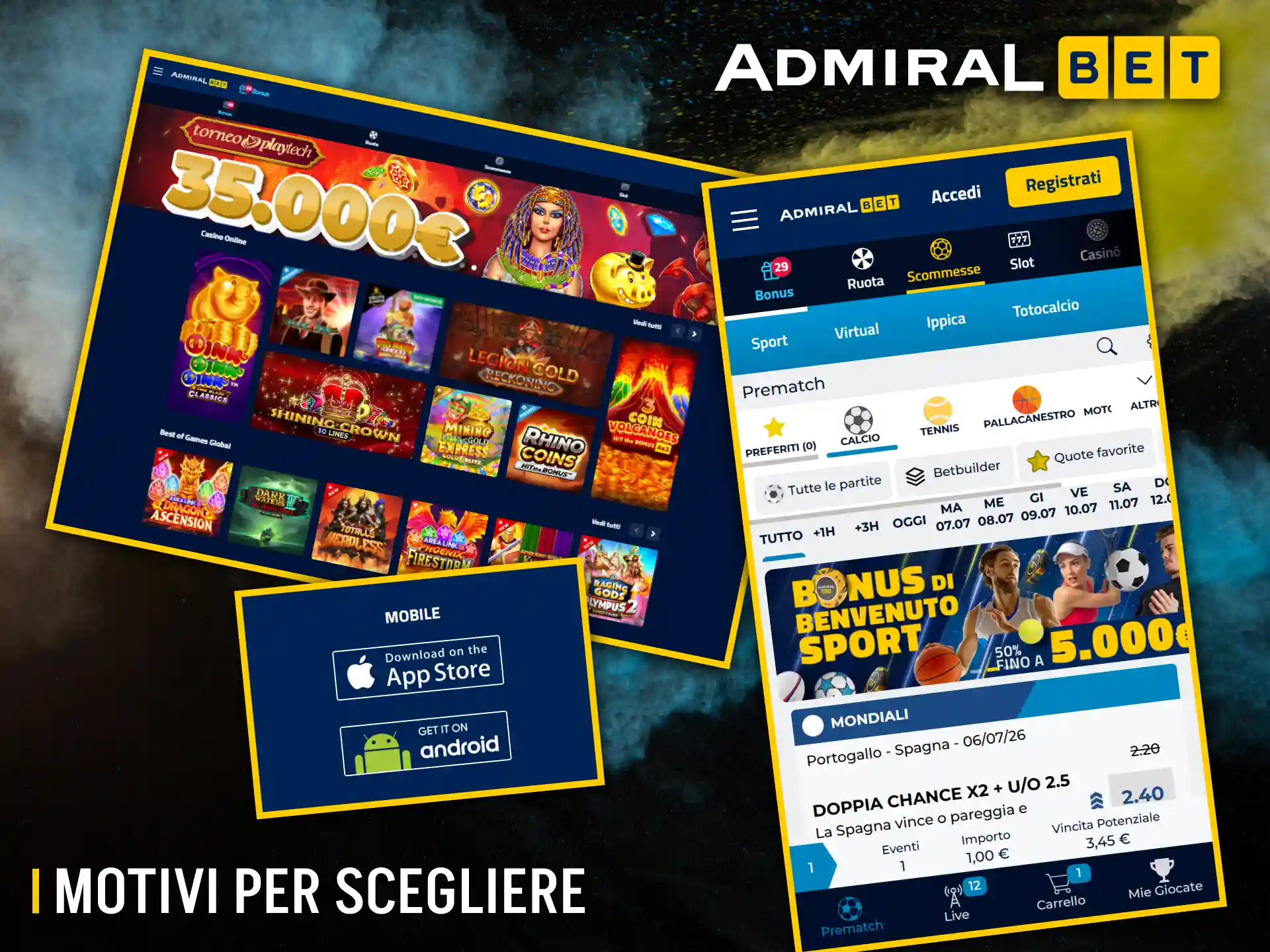 Scegliendo la piattaforma AdmiralBet, vi affidate al leader in termini di facilità d'uso.