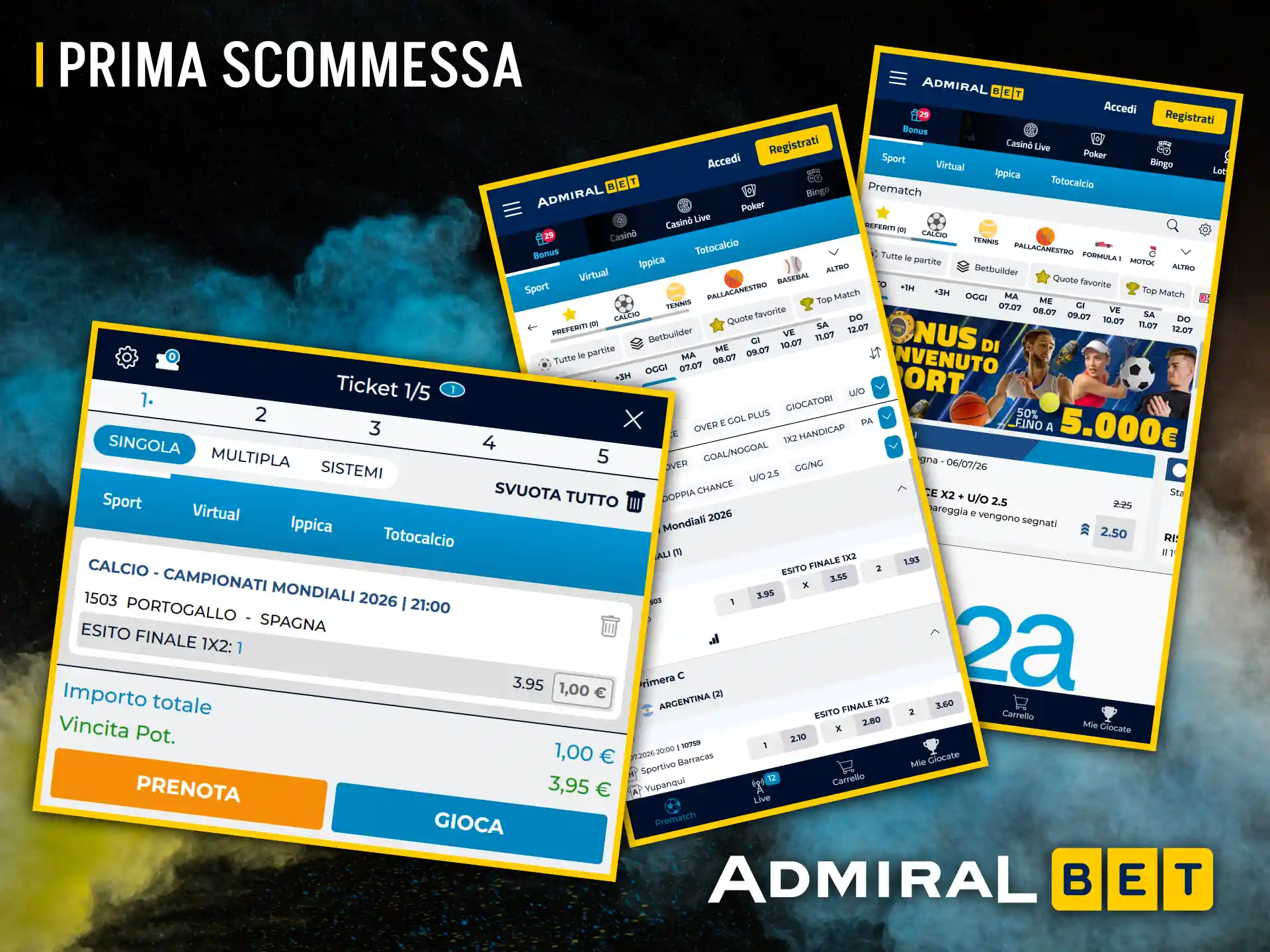 Piazzare la tua prima scommessa su AdmiralBet è facile, veloce e accessibile a tutti.