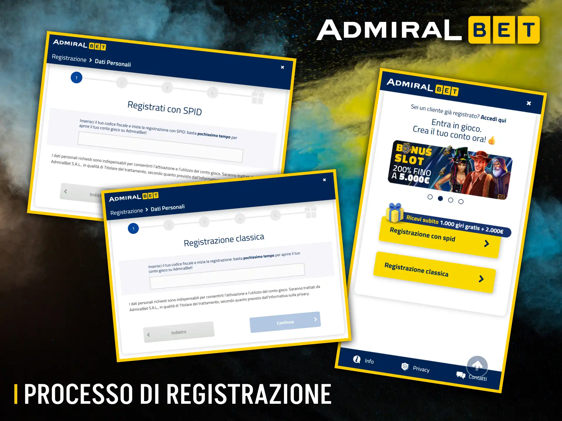 Il sistema di registrazione di AdmiralBet offre semplici passaggi per creare un profilo.