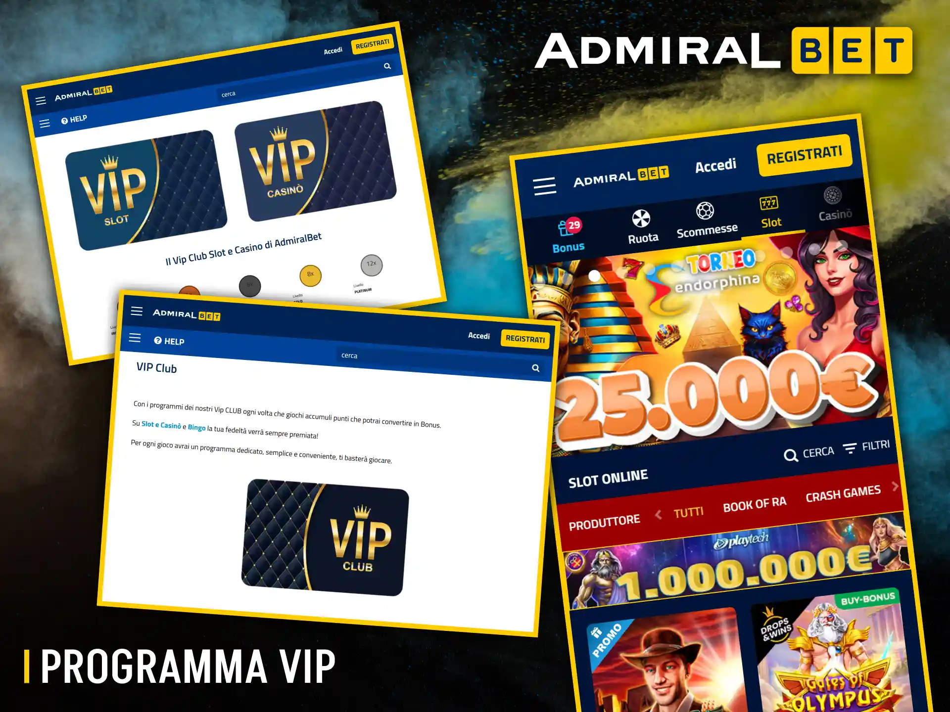 L'esclusivo VIP Club di AdmiralBet premia la fedeltà dei giocatori con promozioni speciali e vantaggiose.