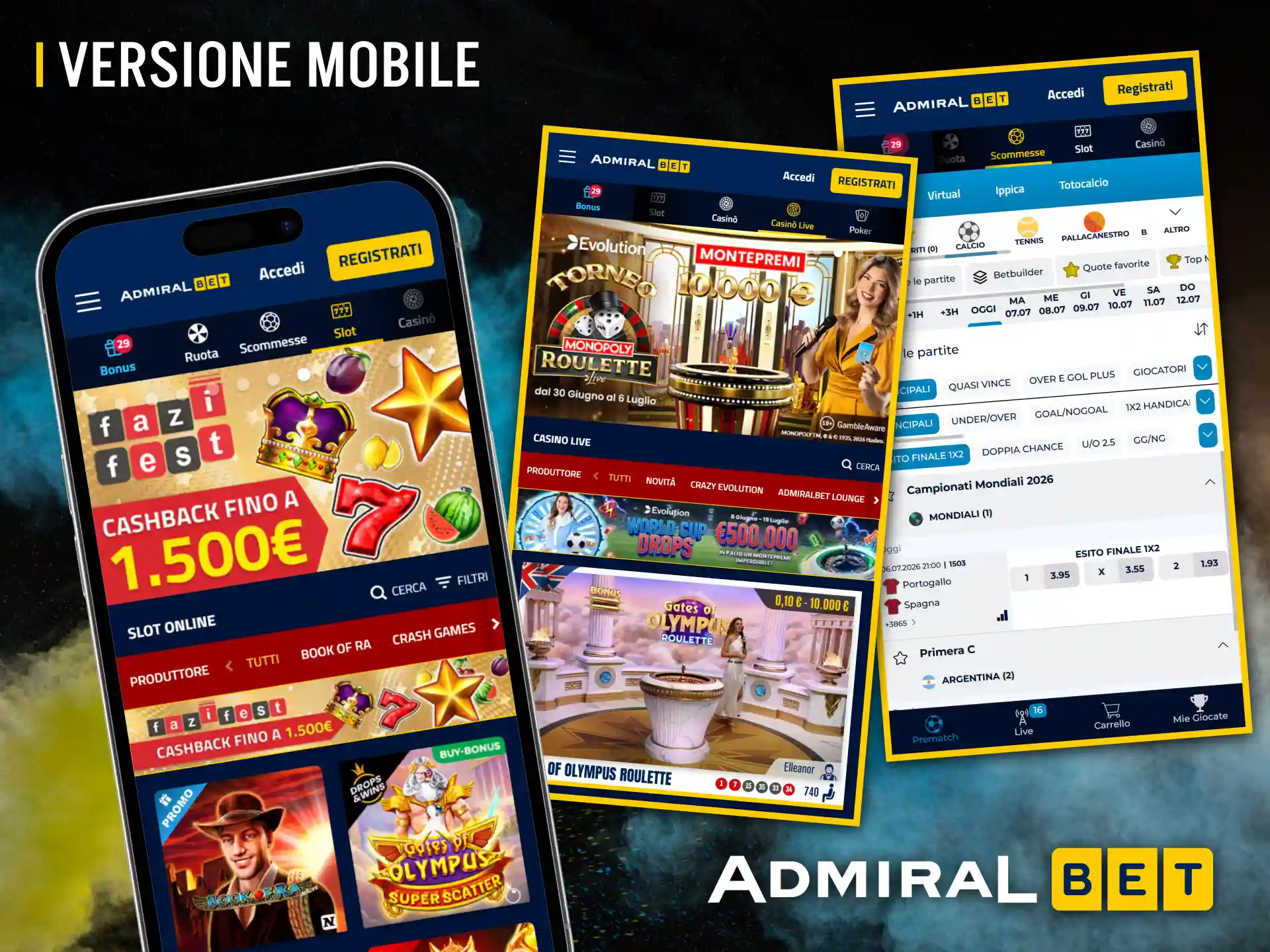 L'interfaccia mobile di AdmiralBet si adatta agli schermi degli smartphone, garantendo un funzionamento impeccabile.